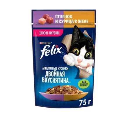 Felix аппетитные кусочки с ягненком и курицей в желе, 75г