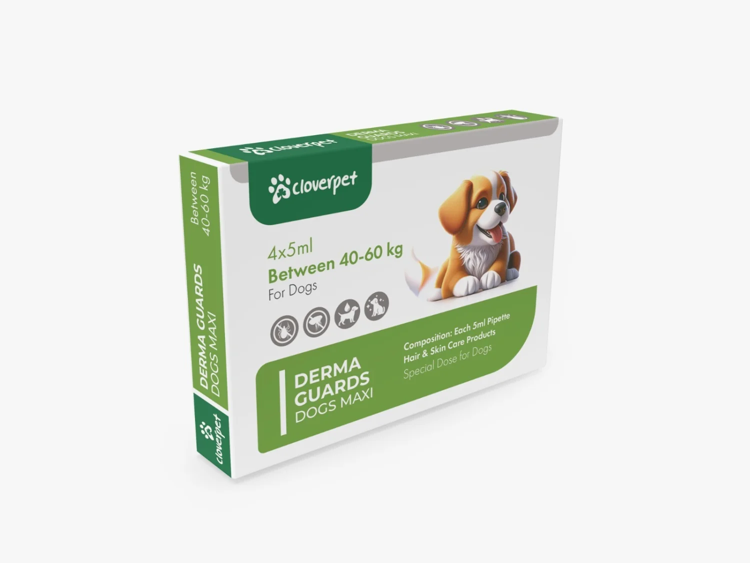 6023914 Cloverpet Derma Guards Dogs Maxi Hair and Skin для ухода за шерстью и кожей собак, 1 пипетка, 40-60 кг - 4 x 5мл — изображение 1