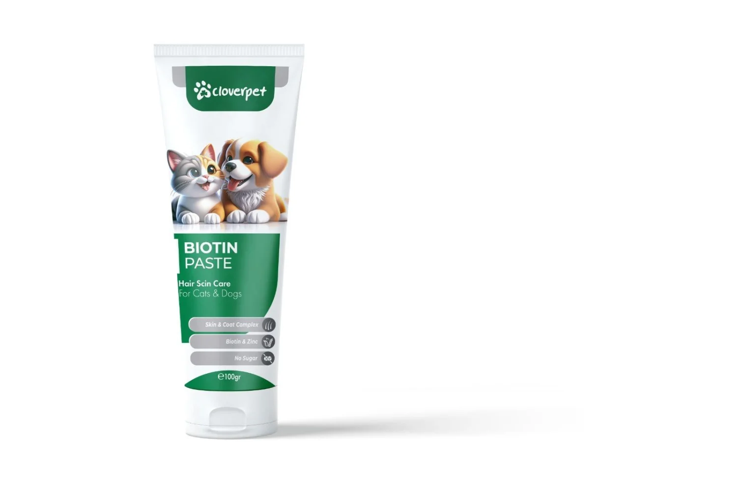 6023930 Cloverpet Biotin Paste Skin&Coat complex biotin & zinc no паста для кожи и шерсти, комплекс биотина и цинка, без сахара, 100г — изображение 1