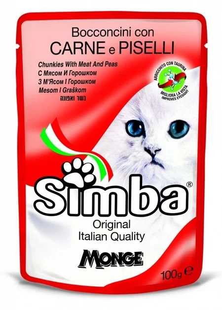 6023937-1 Simba wet cat food влажный корм для кошек с мясом и горошком, 100 г — изображение 1