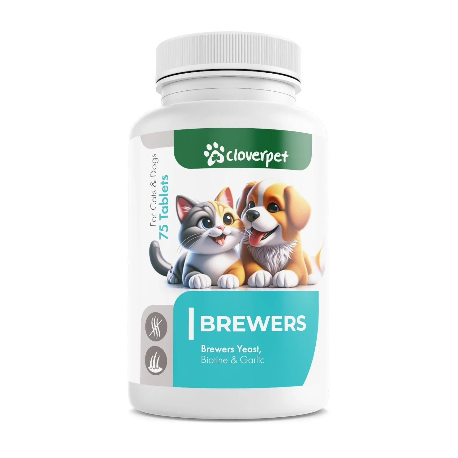 6023951 Cloverpet Brewers yeast biotine & garlic for cat's & dog's пивные дрожжи с биотином и чесноком для кошек и собак, 75 таб — изображение 1