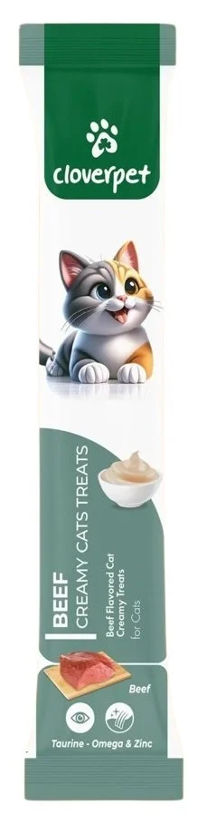 6023955 Cloverpet кремовые лакомства с говядиной для кошек (таурин, омега и цинк), 15 г — изображение 1