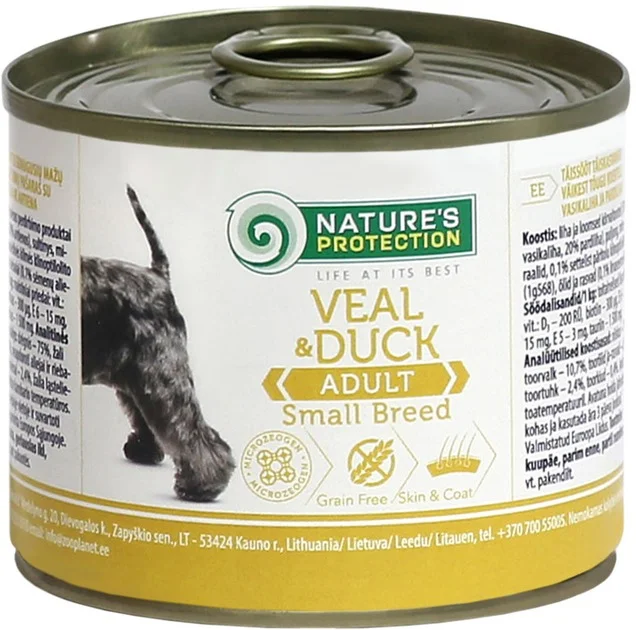 6023969 Nature's Protection Adult small breed Veal & Duck влажный корм для собак малых пород с телятиной и уткой, 200 г — изображение 1