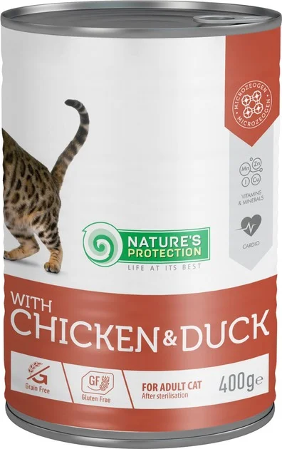 6023976 Nature's Protection with Chicken & Duck Влажный корм для взрослых кошек после стерлизации с курицией и уткой, 400 г — изображение 1