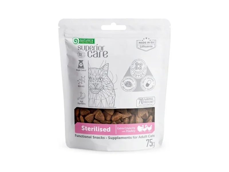 6023977 Nature's Protection Superior Care Sterilised with Poultry for Adult Cats лакомства с птицей для взрослых стерилизованных кошек, 75 г — изображение 1