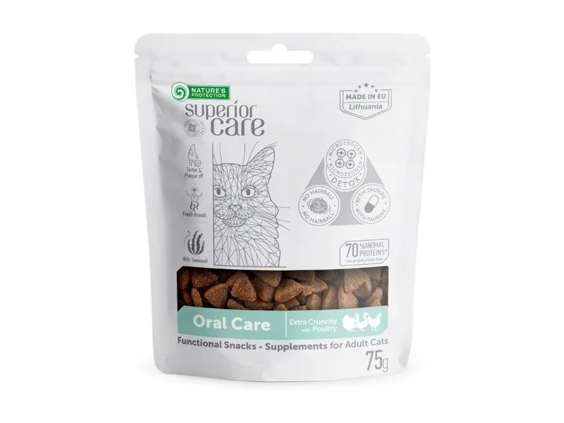 6023983 Nature's Protection Superior Care Oral Care лакомства для ухода за полостью рта с птицей для взрослых кошек, 75 г — изображение 1