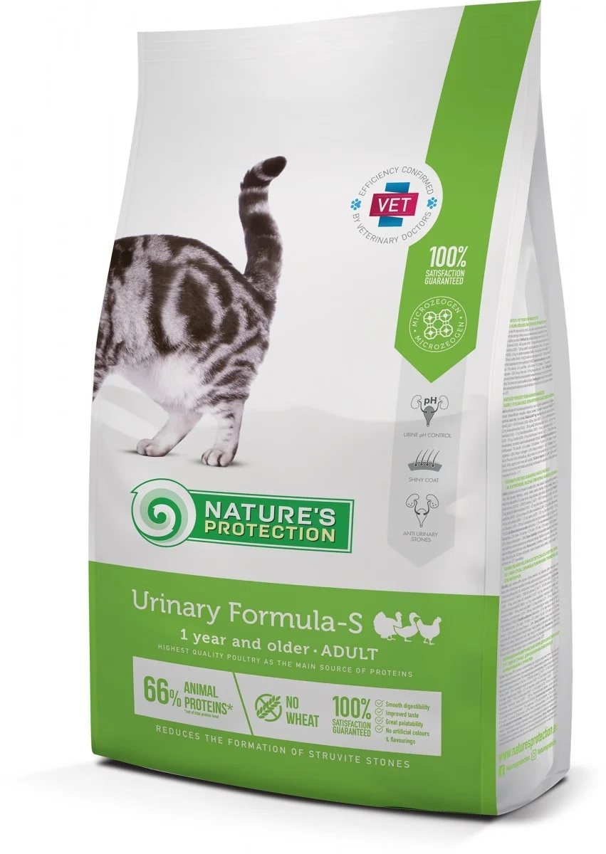 6023984 Nature's Protection Urinary Formula-S 1 year and older 7 kg, dry dietetic food for adult cats with poultry сухой диетический корм для взрослых кошек старше 1 года и весом от 7 кг для здоровья мочевыводящих путей с курицей (на развес) — изображение 1