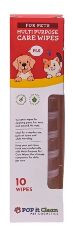 Ev heyvanlarını (pişiklər və itlər) təmizləmək və onlara qulluq etmək üçün çoxməqsədli salfetlər, 10 ədəd.