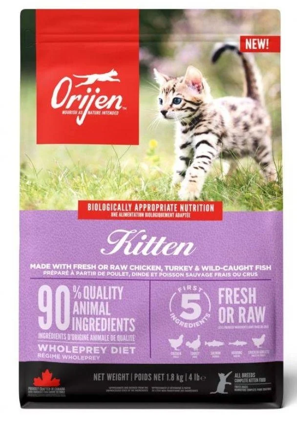 6024039 Orijen Kitten Pişik Balaları üçün Quru Yem, Toyuq, Hinduşka və Vəhşi Tutulan Balıqla, 1.8 kq - Şəkil 1