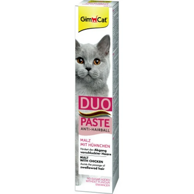 6024049 GimCat DUO PASTE Anti-hairball malt with chicken паста для животных мальт и курица, 50 гр — изображение 1