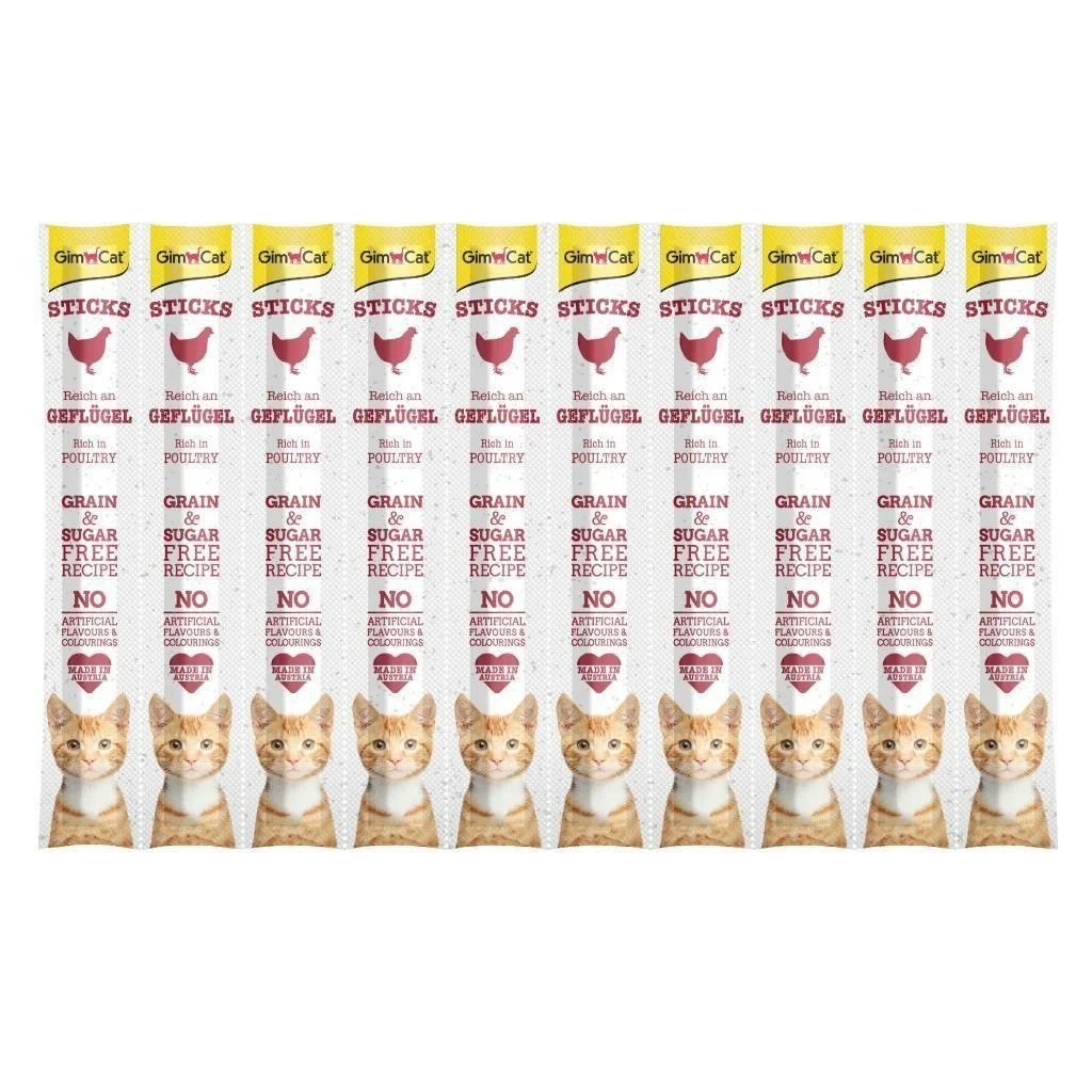 60240500 GimCat Sticks with chicken лакомство палочки для кошек с курицей, 10шт-5г — изображение 1
