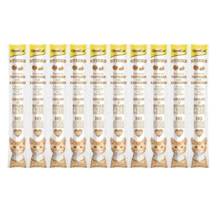 GimCat Sticks with rabbit & turkey лакомство палочки для кошек с кроликом и индейкой, 10шт-5г
