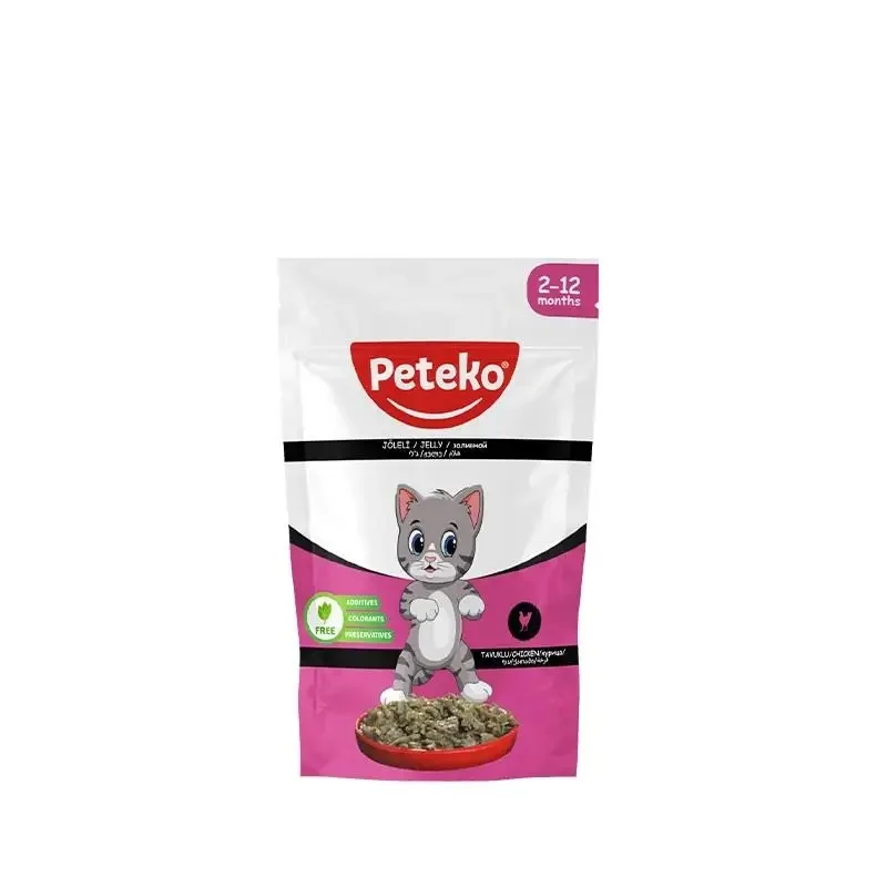 6024070 Peteko wet food for kitten with chicken in jelly влажный корм для котят с курицей в желе, 85гр — изображение 1