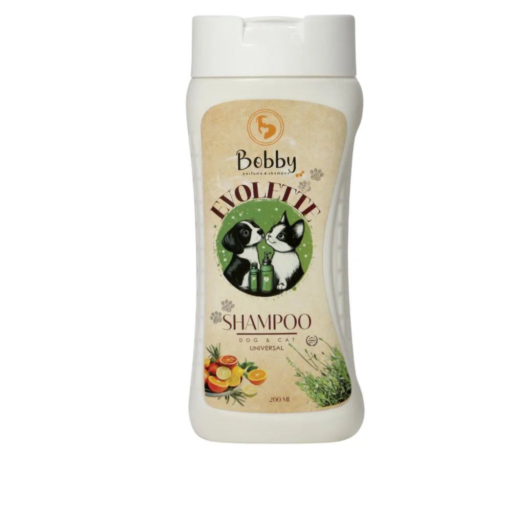 6024104 Bobby Evolette универсальный шампунь для всех домашних животных, с обильной пеной, легко удаляющий загрязнения и смягчающий шерсть — изображение 1