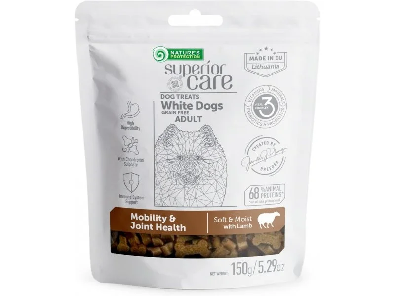 6024108 Nature's Protection Superior Care Mobility & Joint Health лакомство для взрослых собак всех пород с белой и светлой шерстью для подвижности и здоровья суставов с ягненком, 150гр — изображение 1