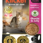 Klicker pişik balaları üçün yaş yem, jele içində toyuq tikələri, 85 q