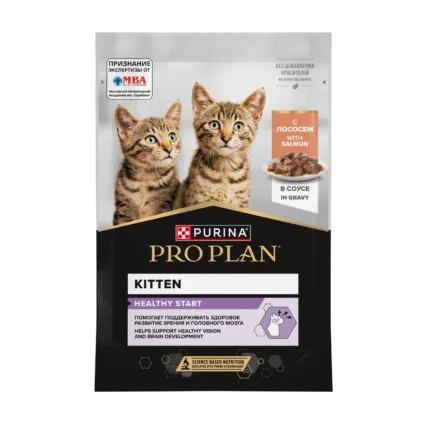 Pro Plan Kitten Healthy Start влажный корм для котят с лососем в соусе, 85 г