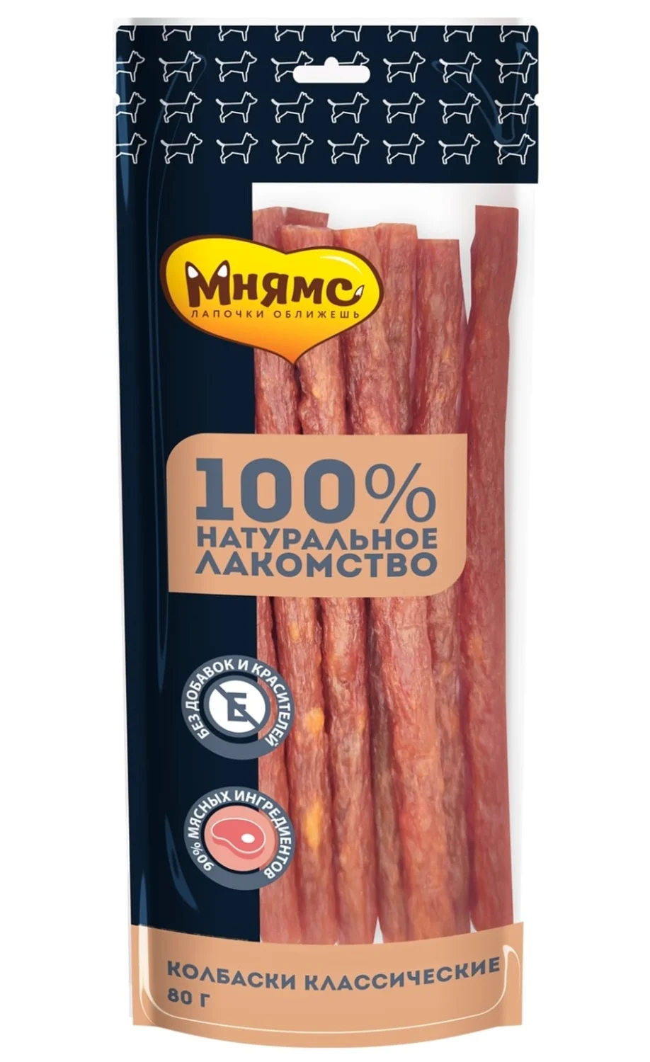 6024233 Мнямс Лакомство на каждый день для собак колбаски классические 80 г — изображение 1