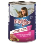 Miglior Gatto, Влажный корм для взрослых кошек, паштет с ягненком и печенью, 400 г.