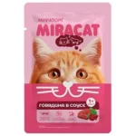 Корм консерв. полнорац. Miracat с говядиной в соусе, для взрослых кошек всех пород, 0,075 кг/28шт