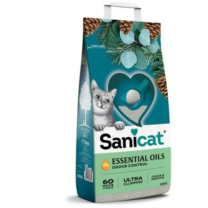 Sanicat Essential Oils Ultra Clumping комкующийся наполнитель , с кедром и эвкалиптом, 10 л