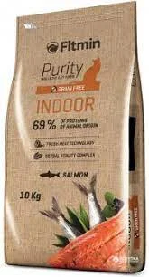 60310040 Fitmin cat purity indoor with salmon Сухой корм для кошек живущих в помещении со вкусом лосося (целый мешок 10кг) — изображение 1
