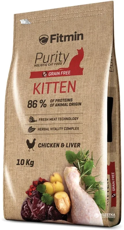 Fitmin cat purity kitten with chicken and liver flavor Сухой корм для котят со вкусом курицы и печени 10кг (на развес)