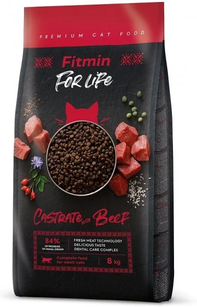 6031009 Fitmin cat for life castrate with beef Сухой корм для кастрированных кошек с говядиной 8кг (на развес) — изображение 1