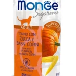 Yetkin pişiklər üçün Monge Supreme balanslaşdırılmış yem, balqabaq və qarğıdalı ilə tuna balığı, 80 q