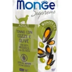Monge Supreme сбалансированный корм для взрослых кошек, тунец с мидиями и оливками 80 г