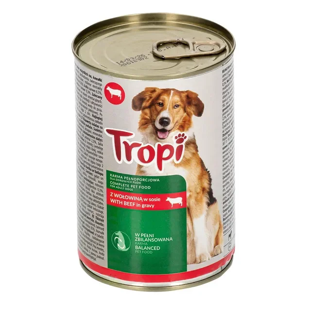 6031311 Tropi влажные консервы для cобак с говядиной в соусе 415 г — изображение 1