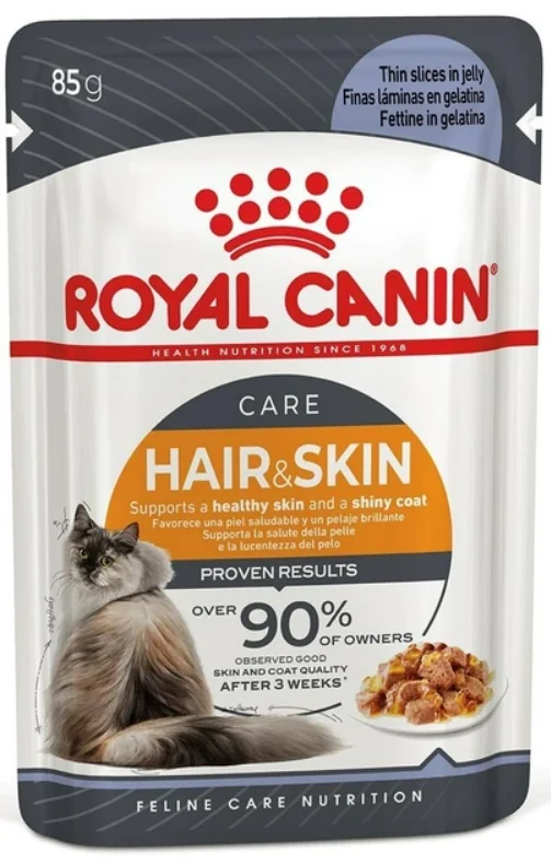 6031510 Royal Canin Hair & Skin влажный корм для кошек в желе, поддержание здоровья кожи и шерсти 85 г — изображение 1