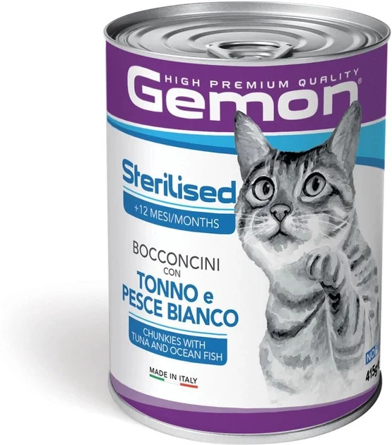6031601 Gemon wet food for sterilized cats with tuna and ocean fish Влажный корм для стерилизованных кошек с тунцом и океанической рыбой 415 г — изображение 1