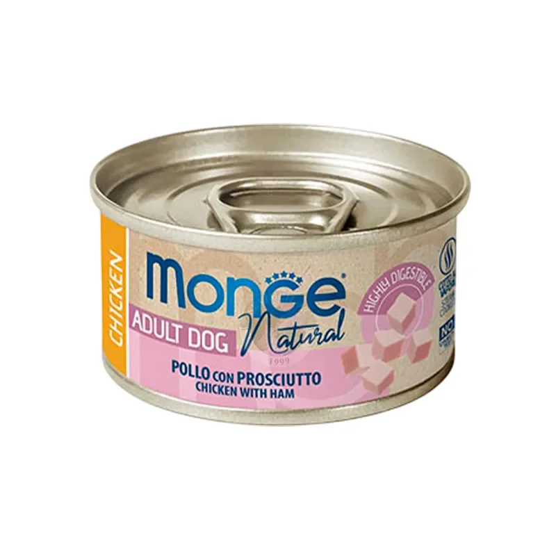 6033410 Monge Adult Dog нежные кусочки с курицей и ветчиной 95 г — изображение 1