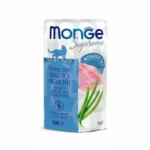Monge Supreme Cat Sterilised для взрослых кастрированных котов и стерилизованных кошек тунец с кефалью и зеленой фасолью, 80 гр