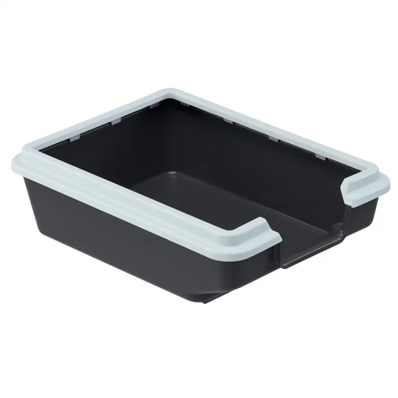 720396993 Ferplast Litter Tray Week End Plus лоток для кошек с накладной пластиковой рамкой 27×35,5×11 см, черный — изображение 1
