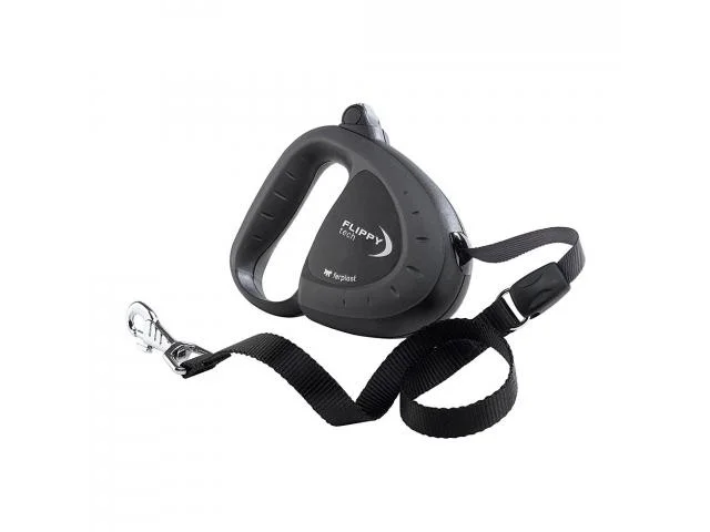 75010021 Ferplast Flippy Tech Cord поводок-рулетка для собак со шнуром, 12 x 3 x 9 см, размер S, цвет Nero — изображение 1