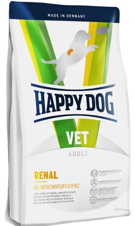 80108010 Happy Dog VET Renal специализированный сухой корм для взрослых собак с хронической почечной недостаточностью (целый мешок 4 кг) — изображение 1