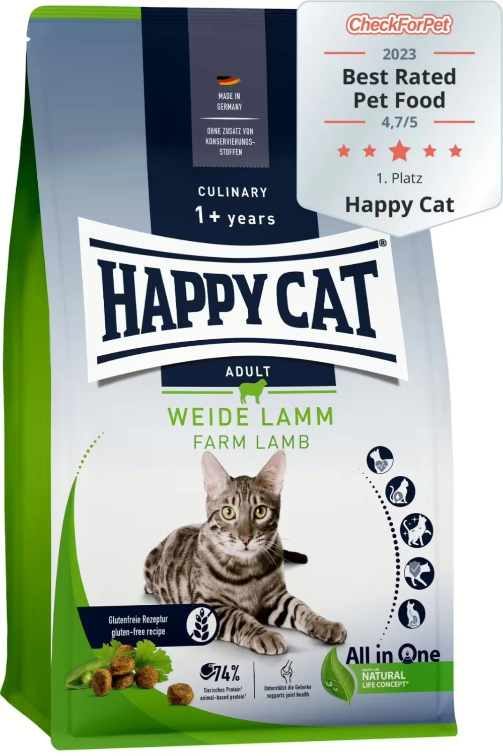 8010816 Happy Cat Culinary Adult Weide Lamm сухой корм для взрослых кошек с ягненком с фермы (на развес) — изображение 1
