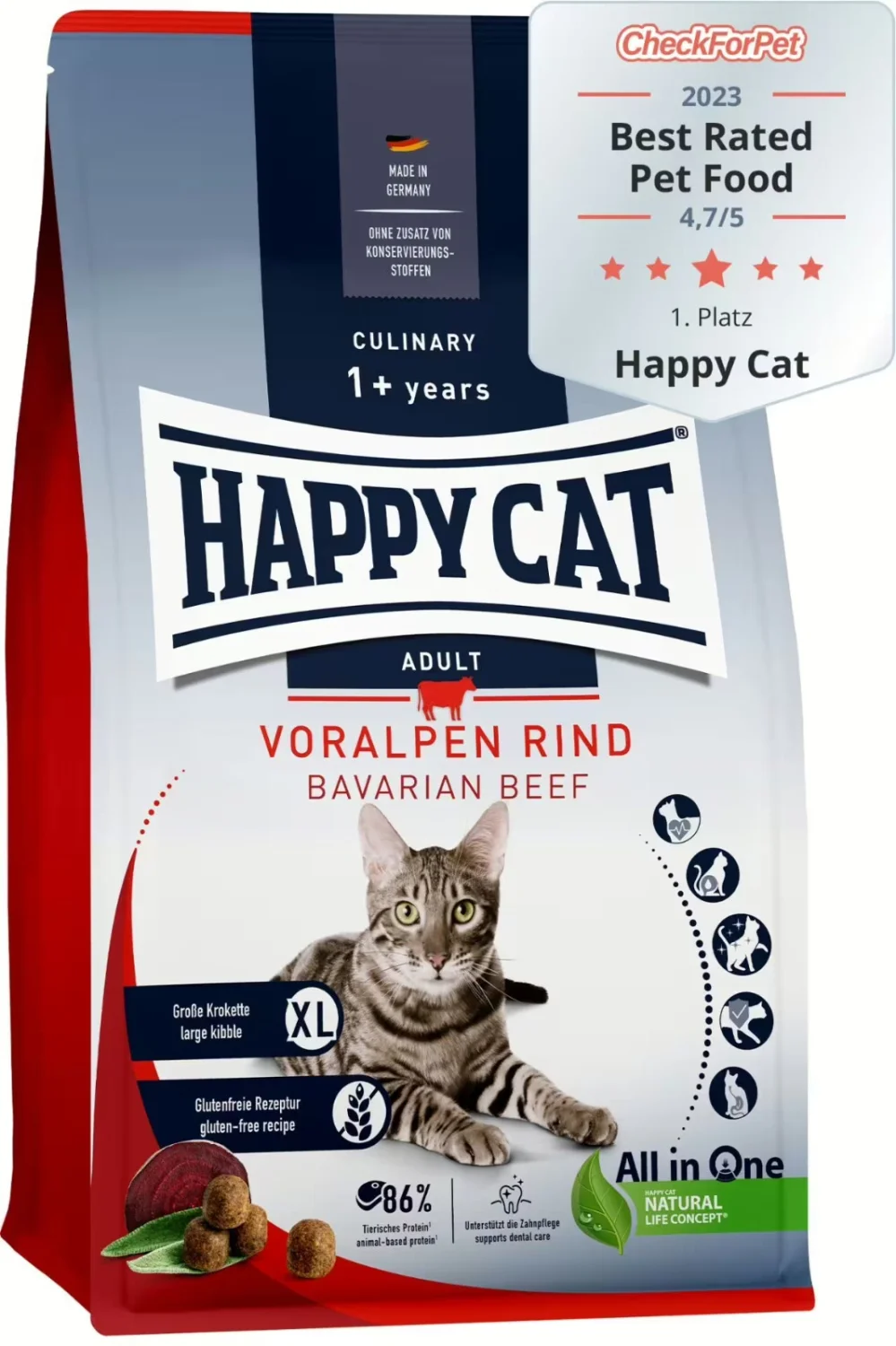8010817 Happy Cat Culinary Adult Voralpen Rind сухой корм для взрослых кошек с баварской говядиной (на развес) — изображение 1
