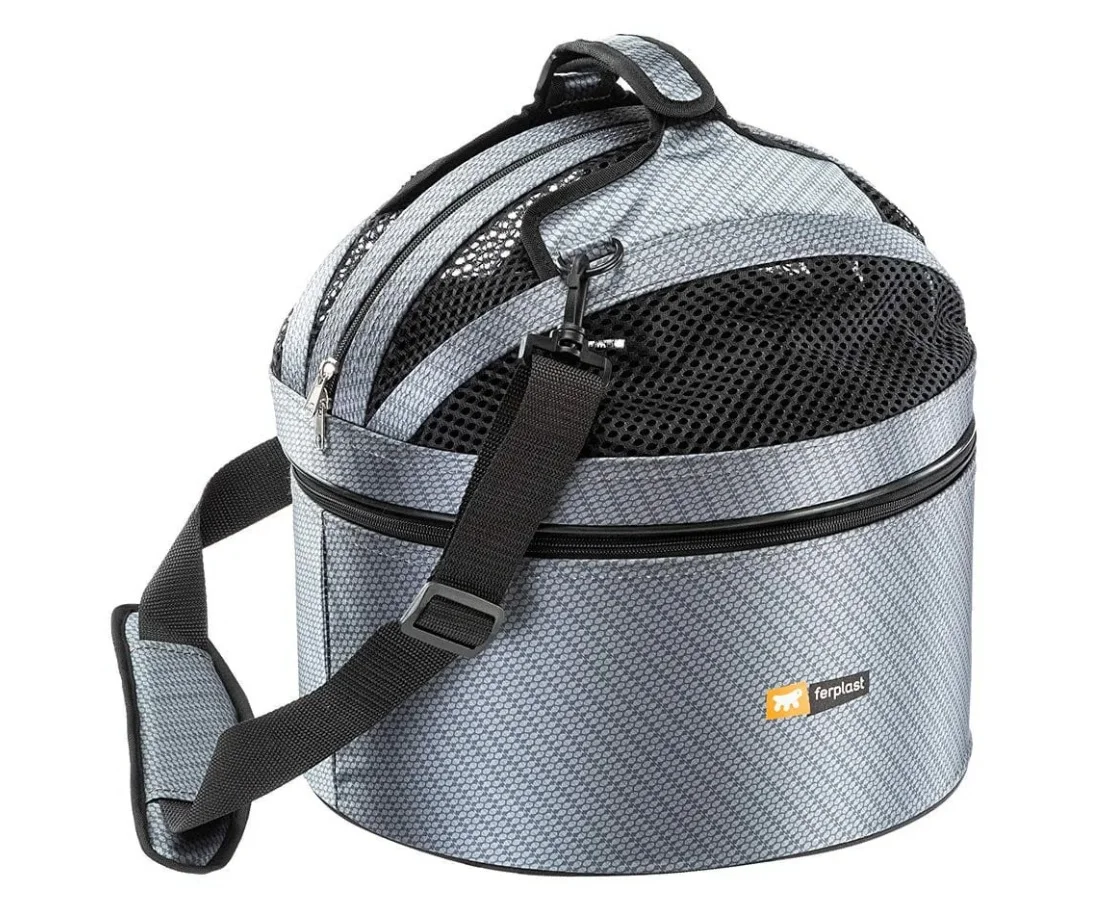 85742599 Ferplast Cocotte круглая переноска для кошек и маленьких собак Ø 35×34 см (серая) — изображение 1