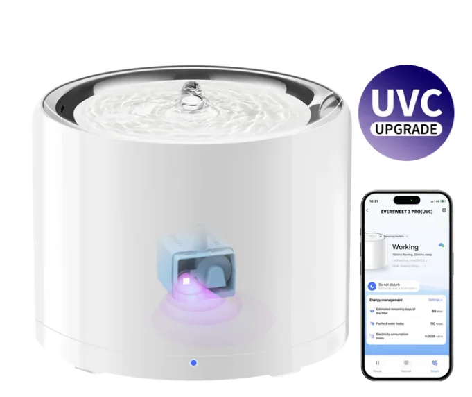 9021598 Petkit Eversweet 3 Pro-Wireless/UVC Фонтанчик для воды с УФ-насосом, удаляющим 99,96% бактерий — изображение 1
