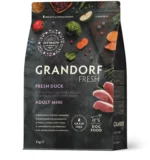 Quru yem Grandorf Fresh Holistiс Hypoallergenic Dog Adult Mini Fresh Duck taxılsız, kiçik cins yetkin itlər üçün, ördək dadı ilə, 3 kq
