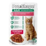 ProShape, влажный корм для стерилизованных кошек и кастрированных котов контроль набора веса, с телятиной и злаками в соусе, 75 гр
