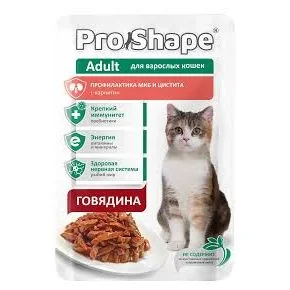 6036068 ProShape, влажный корм для взрослых кошек, профилактика МКБ и цистита, с говядиной в соусе, 75 гр. — изображение 1