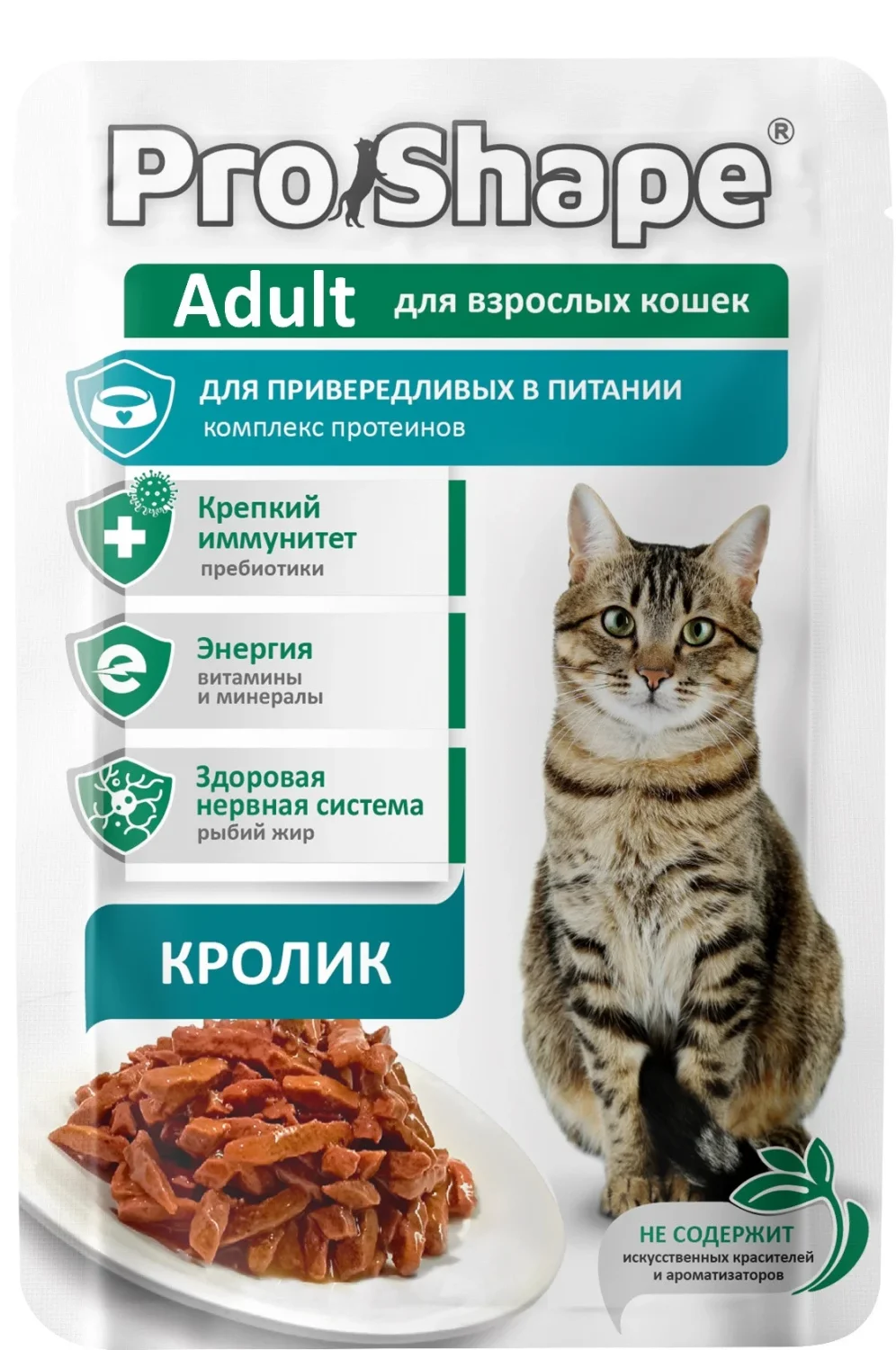 6036070 ProShape, влажный корм для взрослых кошек, привередливых в питании, с кроликом в соусе, 75 гр. — изображение 1