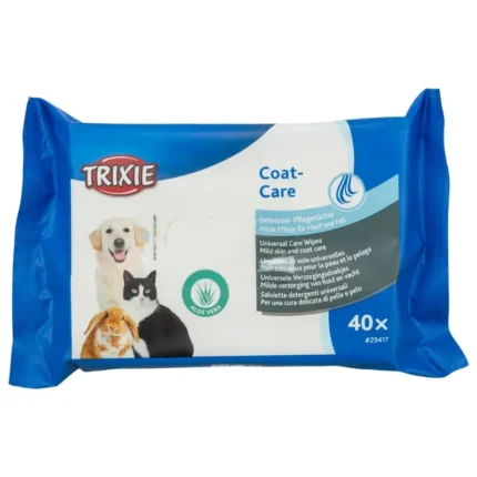 Trixie салфетки для чистки шерсти кошек и собак с ароматом алое вера (40 шт)