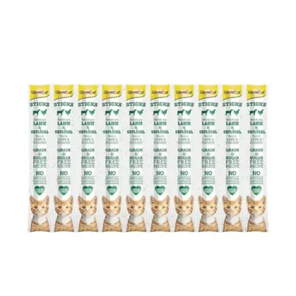 GimCat Sticks лакомство - палочки для кошек с ягненком и птицей, 10 шт