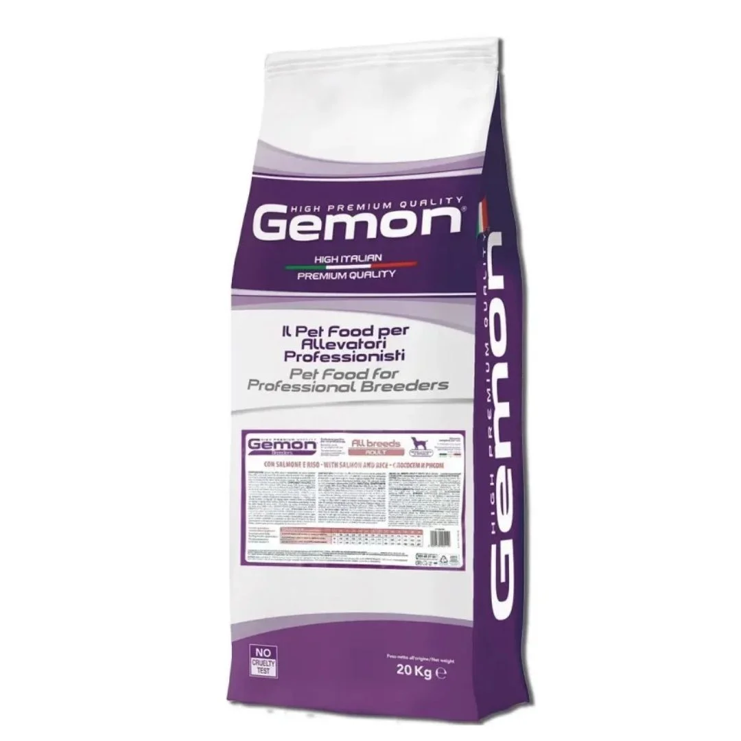 6037070 Gemon Pet Food For Professional Breeders Salmon & Rice полнорационный сухой корм для взрослых собак, премиум качества, с лососем и рисом (на развес) — изображение 1