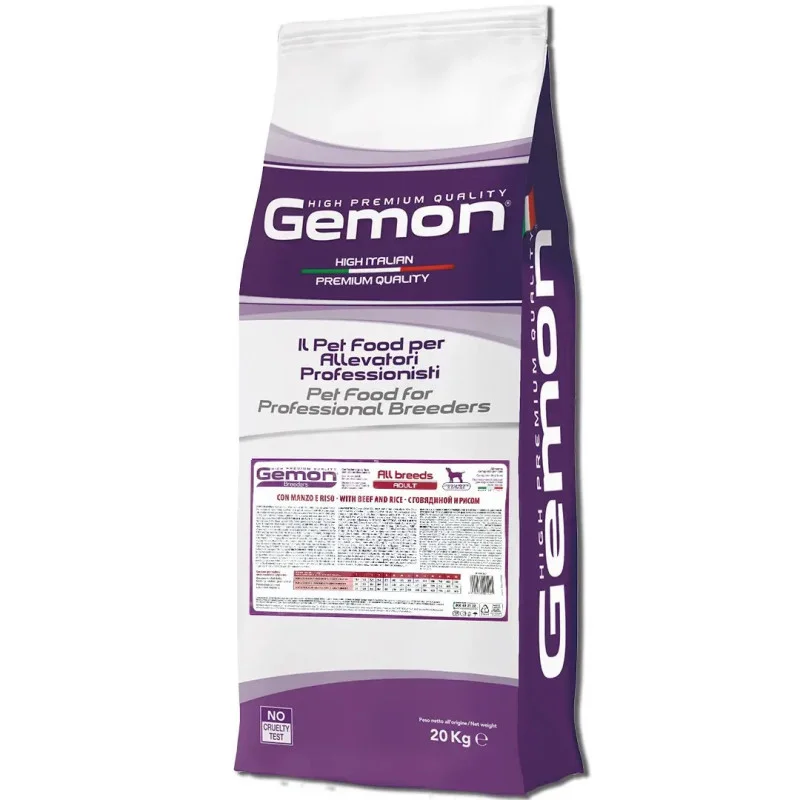 60370720 Gemon Pet Food For Professional Breeders Beef & Rice полнорационный сухой корм для взрослых собак, премиум качества, с говядиной и рисом (целый мешок 20 кг) — изображение 1